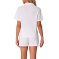 thumbnail image 3 of Conjunto de Pijamas para Mujeres INSPIRE CHIC 100% Algodón, Botones, Cuello Notch, Ropa de Dormir de Manga Corta, Trajes de 2 Piezas con Bolsillos, L Blanco, 3 of 6