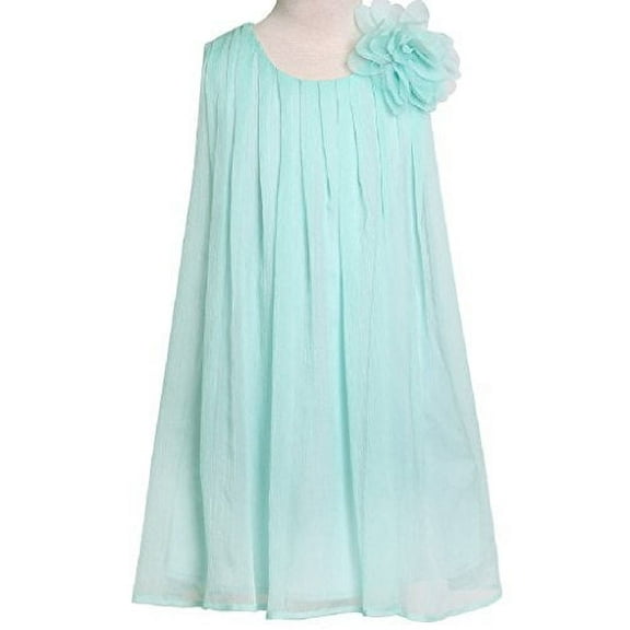 Big Girls' Adorable Chiffon Mesh Flower Flowers Girls Dresses Aqua Size 10