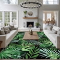 thumbnail image 3 of Green Tropical Botanical Area Rugs 5'x8', Washable Small Throw Rugs for Classroom Bedroom, Summer Monstera Palm Leaves Black Indoor Outdoor Rug Non-Slip Low Pile Carpet Runner Reversible Floor Mats, 3 of 8