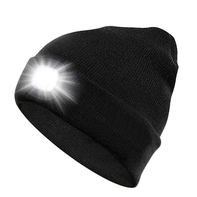 Linterna frontal Beanie Hat SMINIKER recargable por USB, color negro