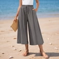 thumbnail image 5 of Stralyhd Wide Leg Capris Pants Woman Comfy High Waisted Casual 3/4 Linen Pants Fashion Vacation Trousers 2026 Summer Pants with Pockets Gray XXL, 5 of 5