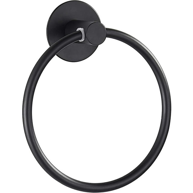 (Negro) Toallero adhesivo para baño, toallero fuerte, acero inoxidable, cromado