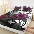 thumbnail image 3 of Homewish Valentine'S Day Rose Queen Sheet Sets,Vintage Gothic Butterflies Flat Sheet,Red Flower Floral Queen Fitted Sheet For Men Women,Luxury Bedroom Decor,4pcs, 3 of 7
