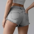 thumbnail image 4 of Sokhug Women's Denim Shorts High Waist Side Lace Up Tie Fringe Hem Solid Color Casual Beach Summer Shorts Pants, 4 of 5