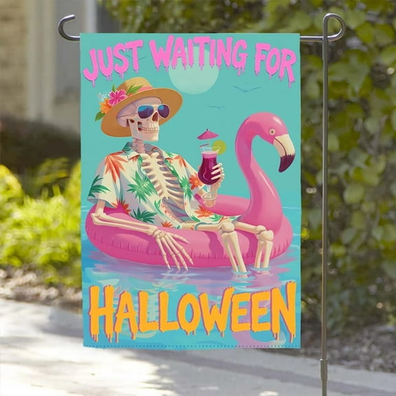 Summerween Garden Flag Skeleton Yard Decor Funny Summer Garden Decor Outdoor Sign Halloween Lawn Decor Summer Halloween Yard Flag Home Decor