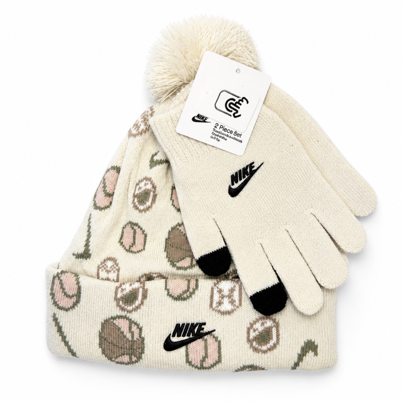 Nike Knit Pom Beanie and Gloves 2-Piece Winter Set photo 1