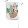 thumbnail image 6 of SKYSONIC Garden Flag Sloth Hanging On The Tree with Tropic Flower Double-Sided Printed House Sports Flag-12x18(in)-Polyester Decorative Flags for Courtyard Garden Flowerpot, 6 of 6