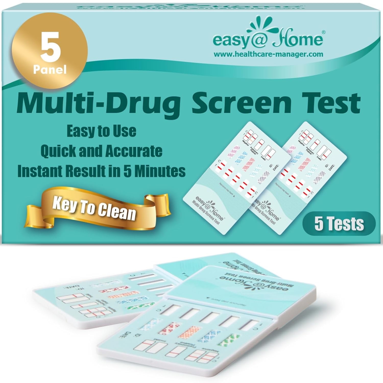 Easy@Home 5 Panel Instant Urine Drug Test - THC, COC, OPI, AMP, MET #EDOAP-254, 5 Ct