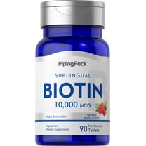 Biotin 10000mcg | 90 Berry Flavor Tablets for Men and Women | by Piping Rock