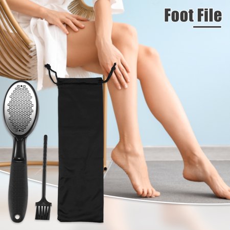 Unique Bargains Foot File Remove Dead Skin Pedicure Foot Scrubber Black Stainless Steel