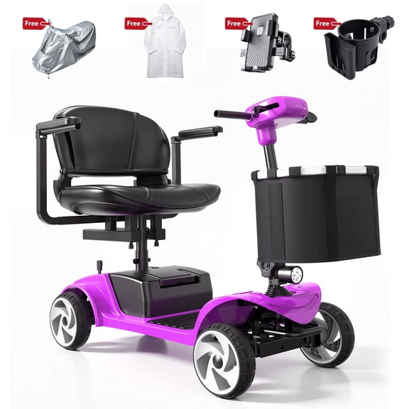 Mobility Scooter for Seniors & Adults, 300W, 6 MPH, 14.6 Miles Range, 300 LBS Capacity, Foldable Travel Scooter with Adjustable Seat, Thickened Frame, LED Headlight & Basket