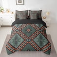 thumbnail image 2 of jejeloiu Vintage Aztec Geometric 7pcs Bedding Comforter Set,Boho Bohemain Style Queen Bedding Sets,Green Orange Queen Sheet Sets For Adult,Breathable Home Decor Reversible, 2 of 8