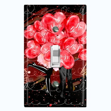 Metal Light Switch Plate Cover Romantic Paris Couple Eiffel Tower Bicycle Red Balloons PRS020