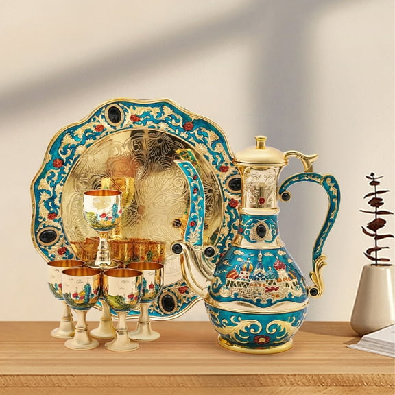 TFCFL Turkish Tea Set Vintage Coffee Set W/ Pot  6 Cups for Wedding Christmas Birthday