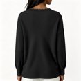 thumbnail image 3 of yillto Womens Tops Lace V Neck Ribbed Long Sleeve Dressy Fashion Elegant Loose Blouses Sweater, 3 of 6