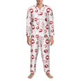 thumbnail image 3 of Balery Red Lips Pijama para Hombre de Dos Piezas con Manga Larga, Conjunto de Dormir y Descanso Suave con Bolsillos-Small, 3 of 7