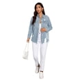 thumbnail image 6 of Women's Distressed Denim Shirt, Button-Up Shirt-S, 6 of 6