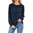 thumbnail image 4 of gakvbuo Ribbed Knitted Sweaters for Women Long Sleeve Pullover Tops Crewneck Loose Fall Tunic Blouses, 4 of 8