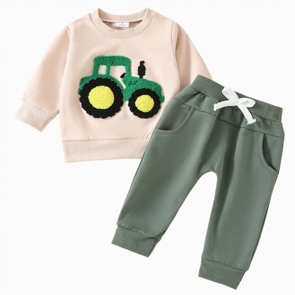 HCNTES Baby Boy Winter Clothes Toddler Baby Boy Fall Winter Clothes Long Sleeve Crewneck Pullover Sweatshirt Jogger Pants Set 2 Piece Outfit