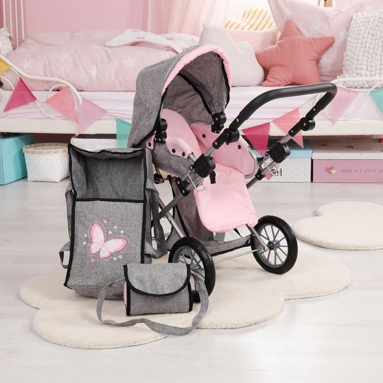 Cochecito De Muñecas Bayer Princess Rosa, Plegable Con Cinturón De Seguridad Y Ruedas Dobles, Para Muñecas De Hasta 46 Cm, Regalo Ideal Para Pequeñas Mamás