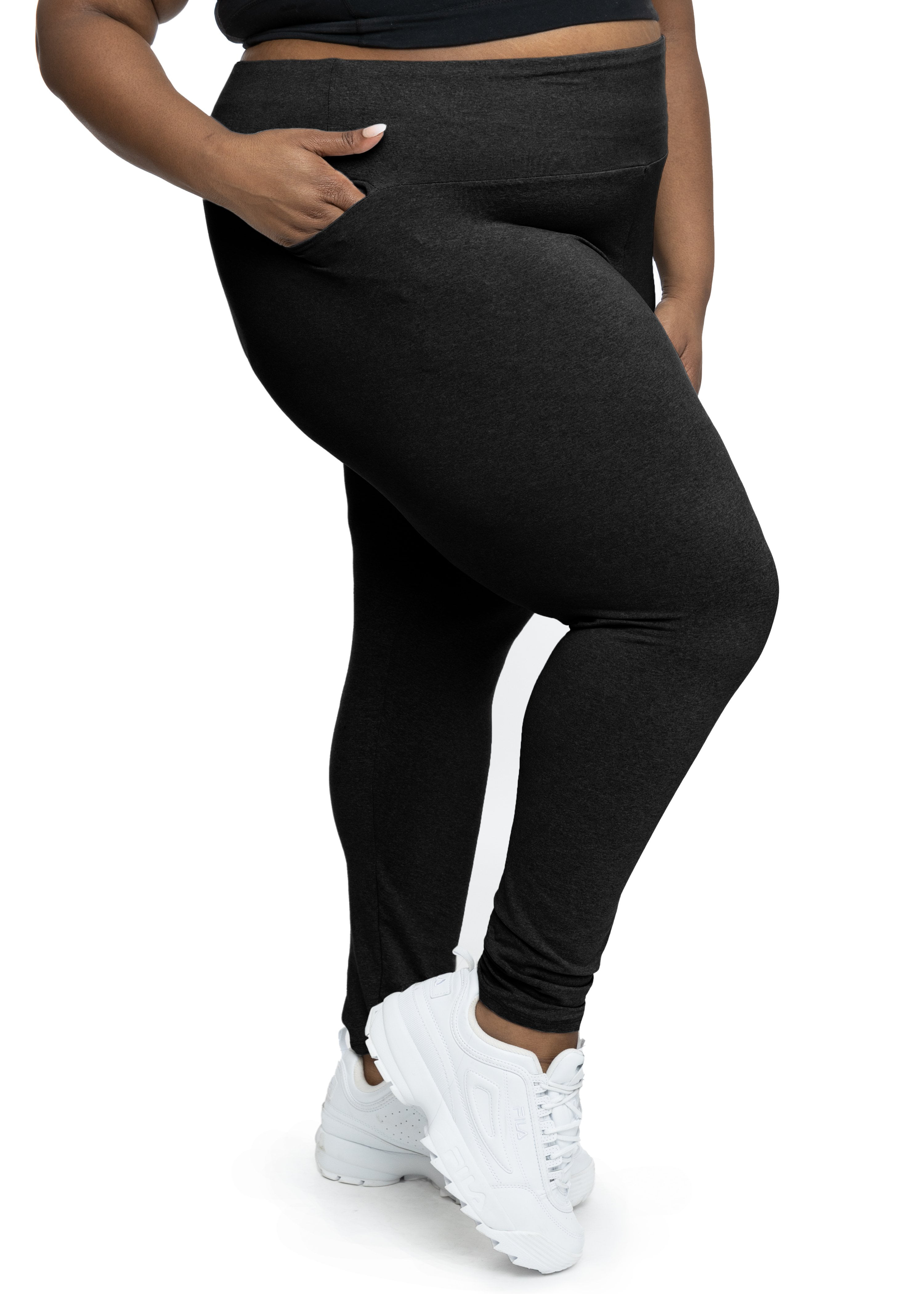 Oh So Soft High Waist Stretch Active Leggings with Pocket for Plus Size Women 