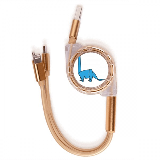 Dinosaurios, herbívoros. Cable de carga telescópico múltiples USB tres en uno