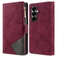 thumbnail image 2 of Designed For Samsung Galaxy Z Fold 7 Wallet Cases 9 Card Slots Zipper Purse Leather Card Slot Flip Kickstand Magnetic Closure Cover with Wrist Strap For Samsung Galaxy Z Fold 7, Winered, 2 of 10