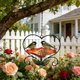 thumbnail image 4 of Comedero de hierro para pájaros con forma de corazón y diseño floral | Comedero colgante para pájaros para jardín | Comedero de metal resistente a la intemperie para atraer gorriones, 4 of 5