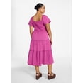 thumbnail image 4 of Terra & Sky Women's Plus Size Square Neck Smocked Dress, Sizes 0X-4X, 4 of 4