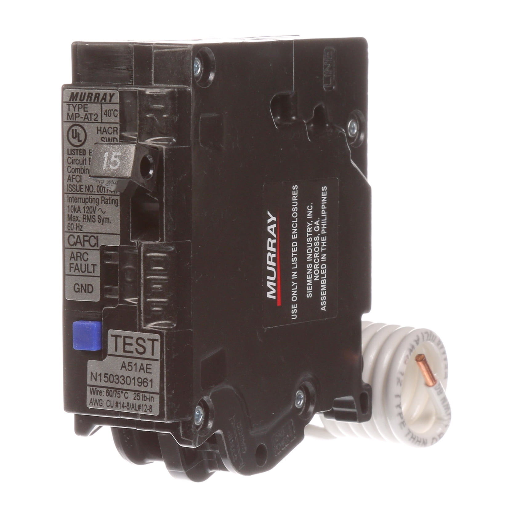 Murray MPA115AFC 15 Amp 1Pole PlugIn AFCI Circuit Breaker Walmart