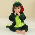 thumbnail image 2 of gcong Baby Boys Girls Romper Jumpsuit Dinosaur Pattern Flannel Hooded 𝐂osplay 𝐂ostume Winter Green Indoor Zipper Clothes, 2 of 6
