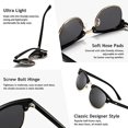 thumbnail image 3 of cornice Nera/ Lente Grigia Polarizzata Retro Round Semi-sans Monture Lunettes De Soleil Polarises Protection Uv Pour Hommes/femmes, 3 of 5