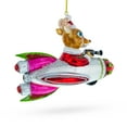 thumbnail image 2 of Deer Cameraman Aboard Space Rocket Glass Christmas Ornament, 2 of 4