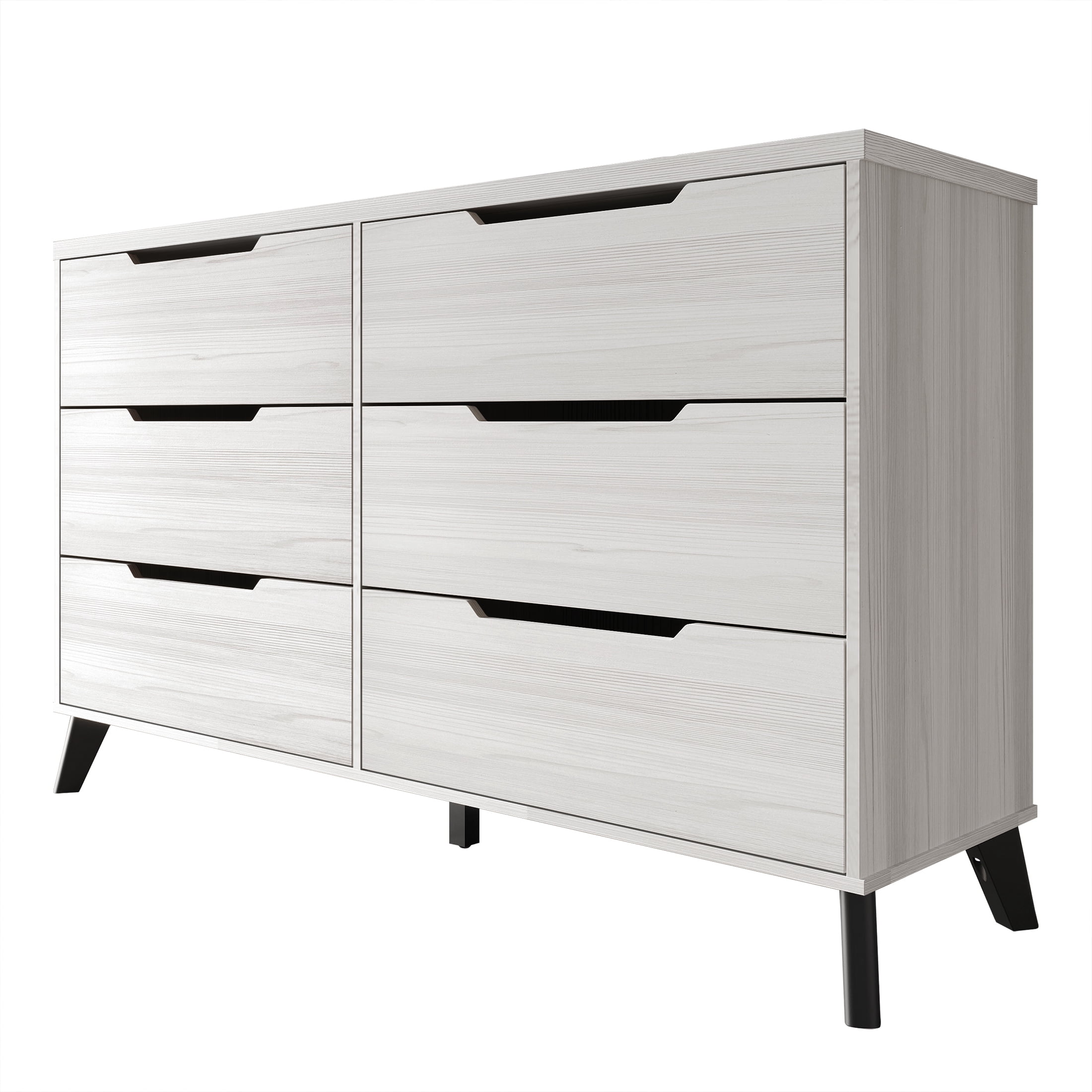 Castle Place Modern 6-Drawers Wooden Dresser, Light Grey