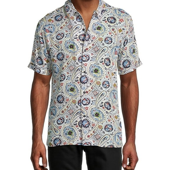 Elevenparis Mens Paisley Button Up Shirt, Multicoloured, XX-Large