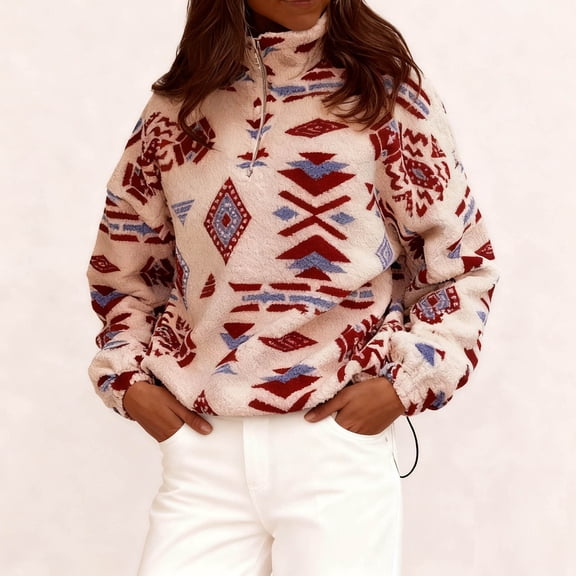 Ayfxijin Fleece Jacket Women Winter Long-sleeved Turtleneck Jacket