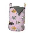 thumbnail image 1 of Cat Laundry Bag, Colorful Kittens Playing with Fish Mice and Yarnball Different Breeds of Feline, Hamper Basket with Handles Drawstring Closure for Laundromats, 13" x 19", Multicolor, by Ambesonne, 1 of 4