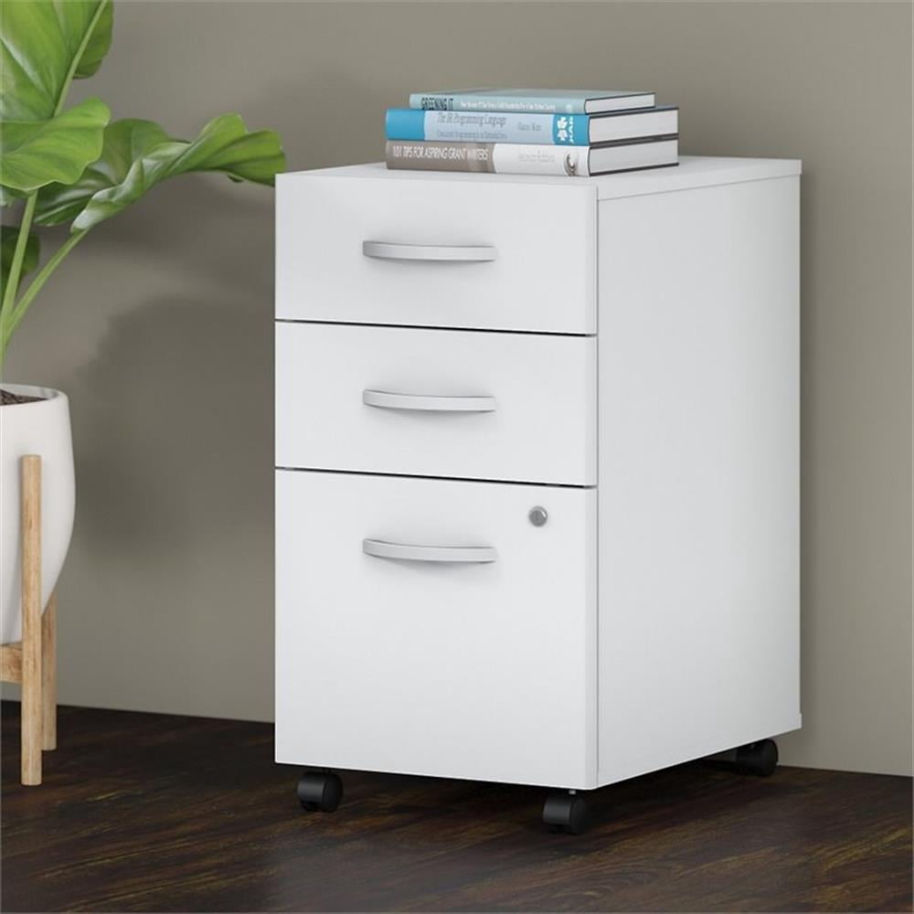 Studio C 3 Drawer Mobile File Cabinet in White - Engineered Wood