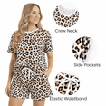 thumbnail image 2 of PatPat Lounge Sets for Women Pajamas 2 Piece Short Sleeve Top and Shorts Loungewear Trendy Leopard Prints Outfits Sets with Drawstring Pockets, Khaki, S, 2 of 12