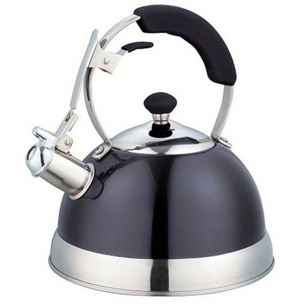 Heavy Duty Stainless Steel Whistling Tea Kettle Black 2.5 Liter