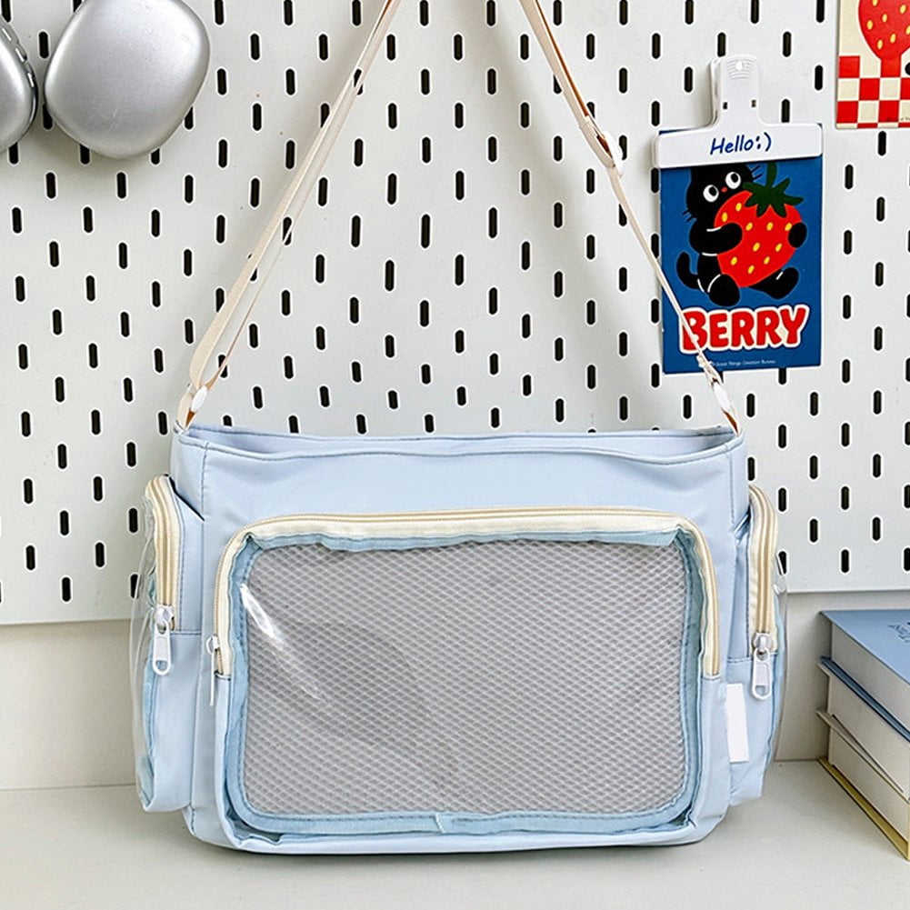 Hzzsbu Large Ita Messenger Bag Transparent Pin Display Crossbody