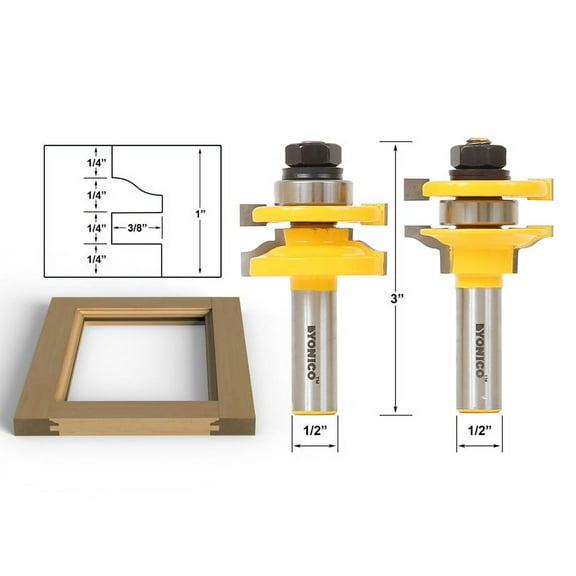 Yonico Rail & Stile Router Bits - Matched 2 Bit Standard Ogee - 12243