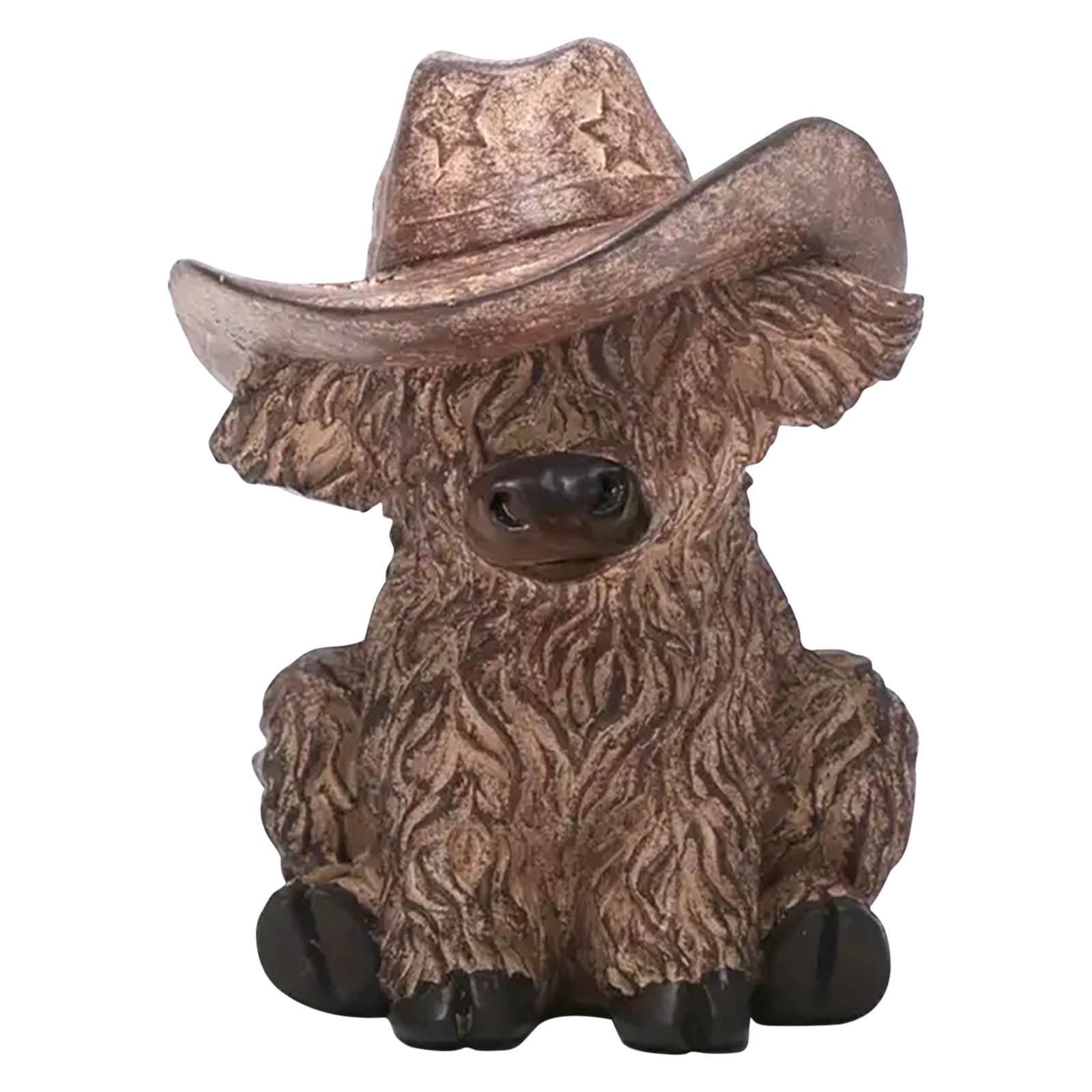 Cadorn Highland Cow Statue, Resin Farmhouse Decor, Rustic Animal Sculpture for Home & Garden