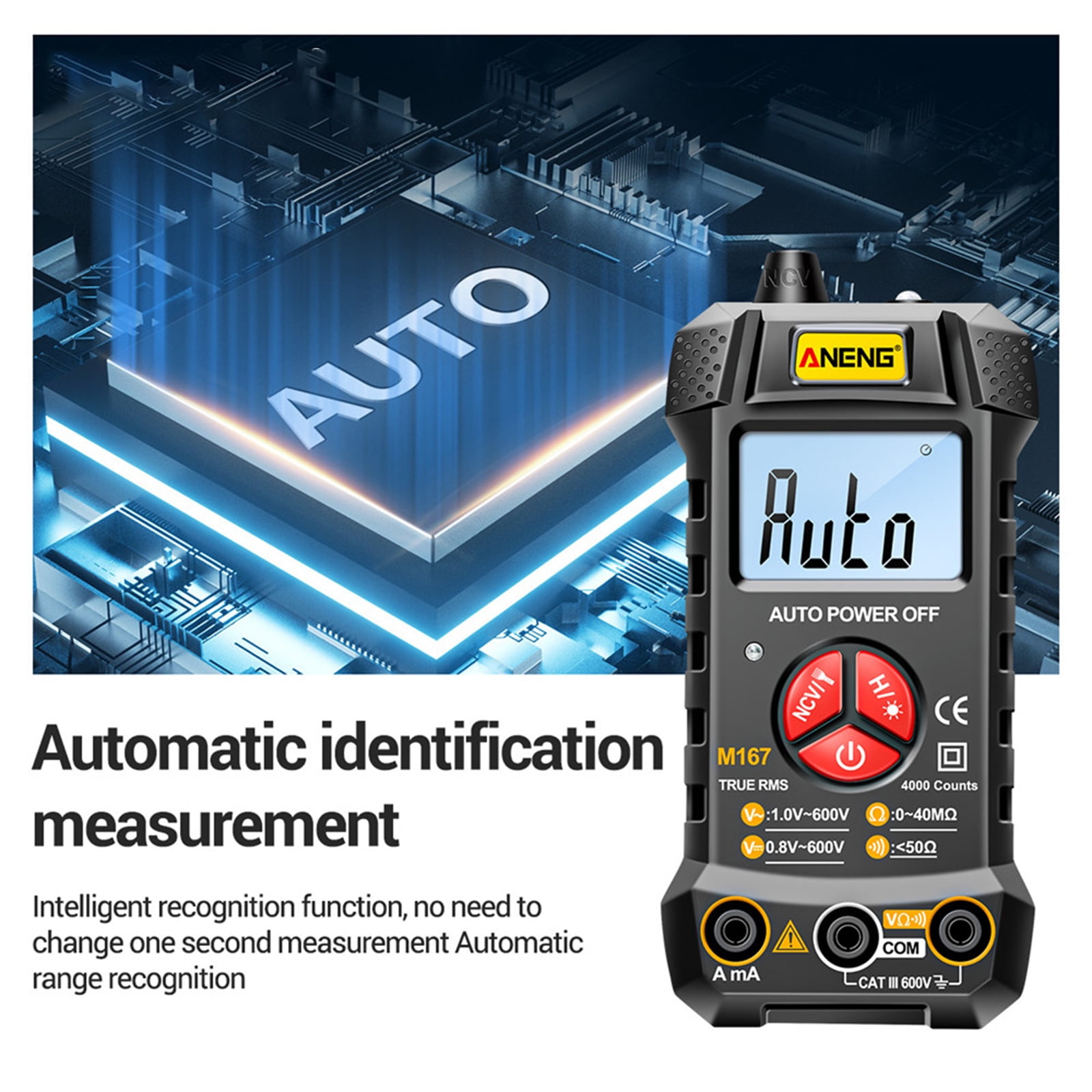 Miulika Multifunction Multimeter LCD Multimeter Diaplay 4000 Counts Digital Auto-Ranging Multimeter NCV Auto-Ranging Portable for Current