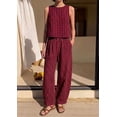 thumbnail image 5 of PRETTYGARDEN Womens 2 Piece Sets Summer Plaid Sleeveless Tops Wide Leg Pants Matching Lounge Set Beach Vacation Outfits, 5 of 10