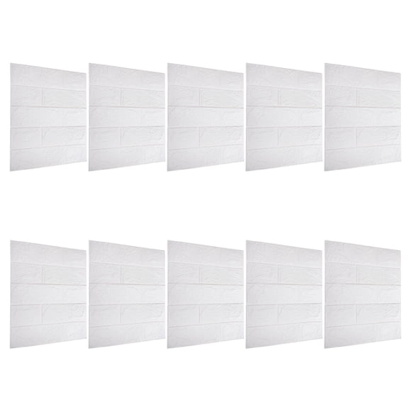 OUNONA Waterproof 3D Faux Brick Wallpapers Plastic 10Pcs
