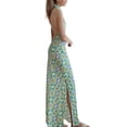 thumbnail image 2 of SAYOO Robes d'Été pour Femmes Demi-Adulte Ajustée Imprimée Col Montant Épaule Fendue Robe Dos Nu Chaude Robe de Plage Sans Manches Sexy Sans Bretelles Rétro Fendue, 2 of 9