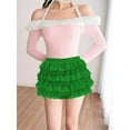 thumbnail image 3 of Women Y2K Lace Multi-Layered Bloomers, Ruffle Shorts, Short Pumpkin Pants, Elastic Waist Sweet Pettipants Green XL, 3 of 5