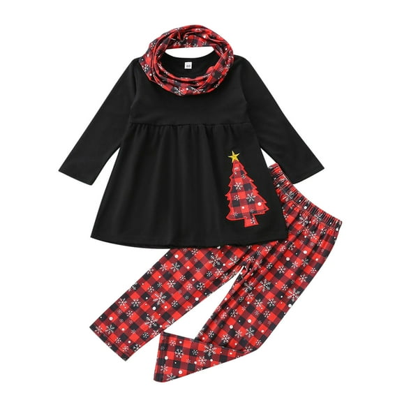 adviicd Toddler Fall Outfits for Girls Toddler Girls Clothes Winter Warm Long Sleeve Tops Long Pants Suit Kids Soft Cotton Fall Outfits for Toddler Girls (Black,4-5 Years)