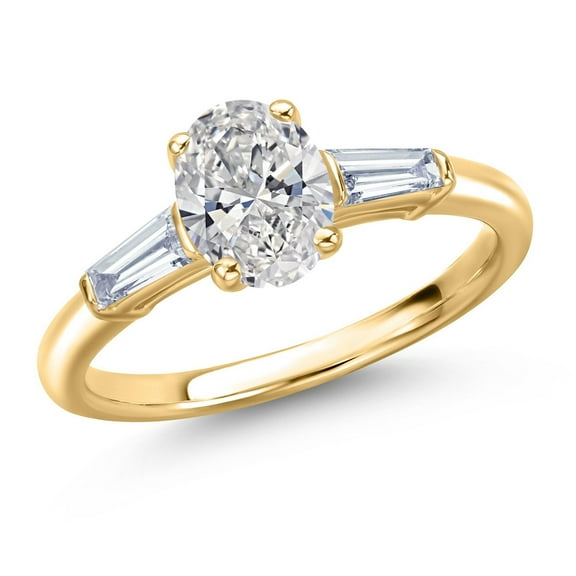 Gem Stone King 10K Yellow Gold IGI Certified Lab Grown Diamond Engagement Ring for Women | 1.30 Cttw | Center 1 Ct Oval Cut | D-E Color | VS1-VS2 Clarity | Size 6